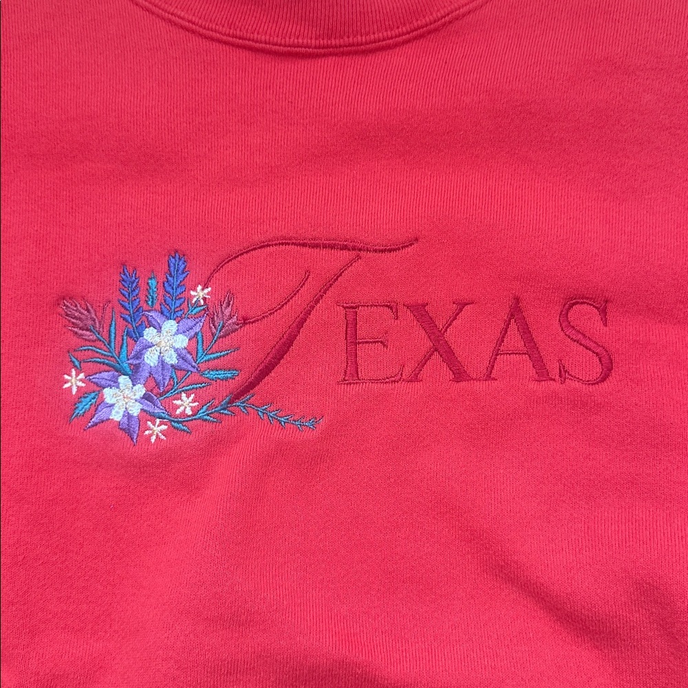 Vintage Pink Embroidered Texas Crew‎ Neck Sweatshirt - Picture 3 of 7
